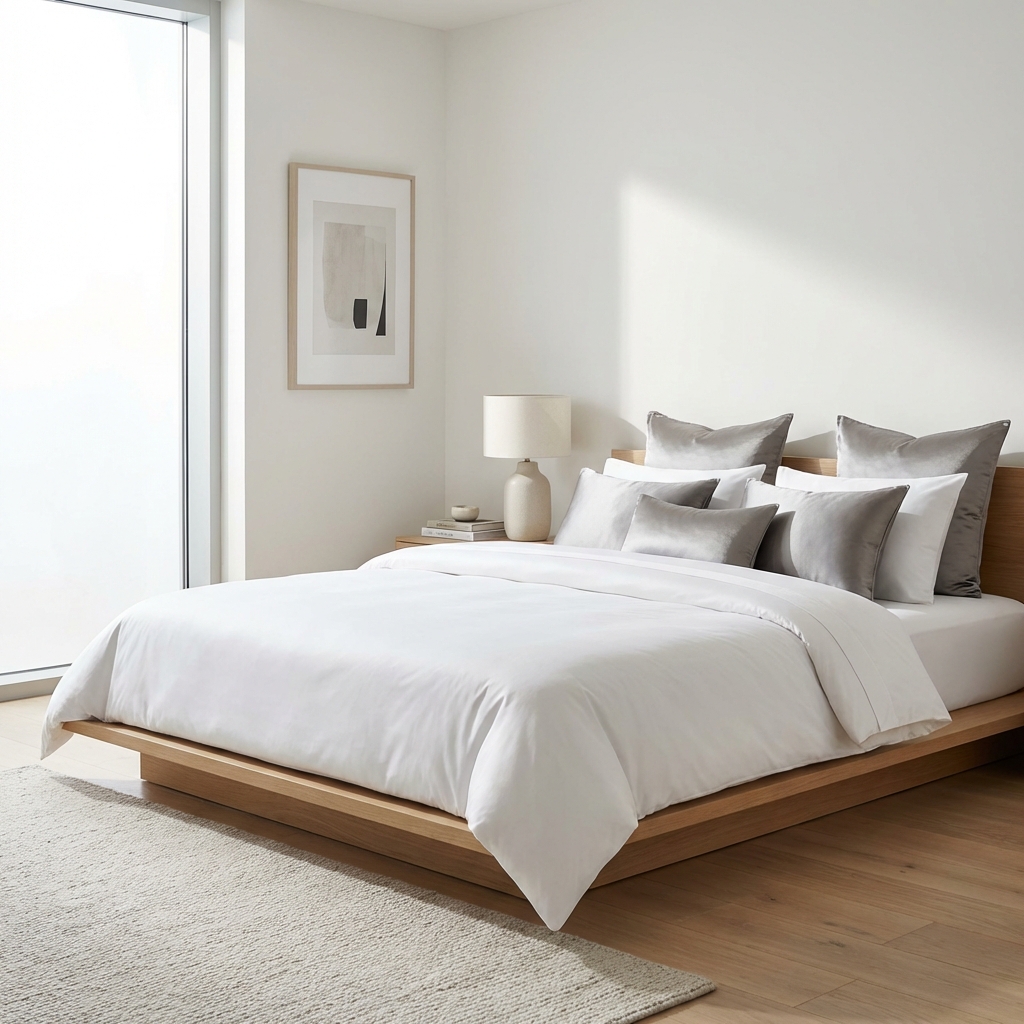 Literie sur mesure en coton égyptien pour chambre minimaliste et élégante