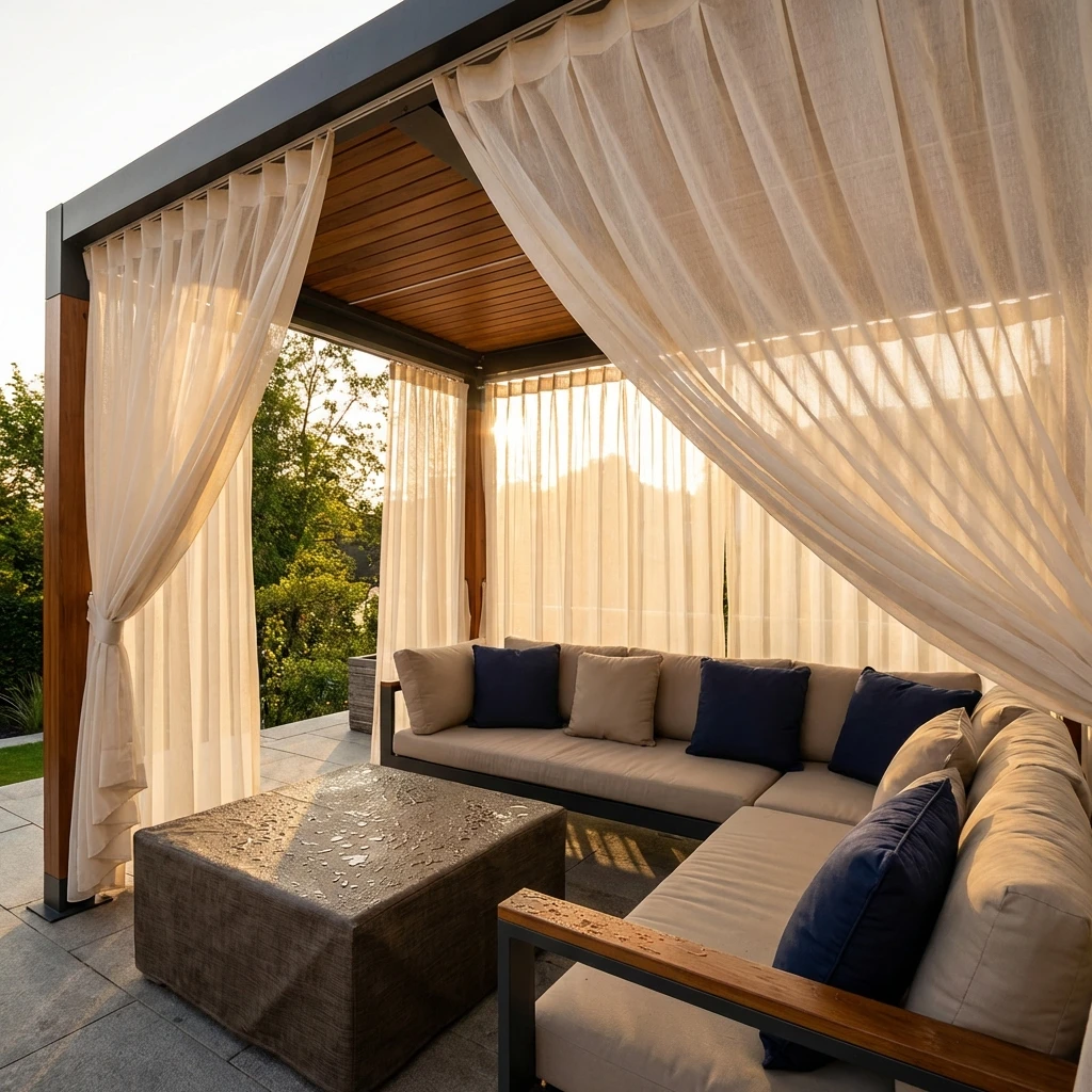 Rideaux et habillage de fenêtre pour terrasse