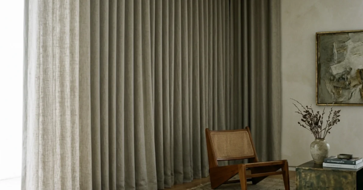 Rideaux à pli wave sur mesure en lin naturel — confection artisanale à Sherbrooke